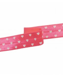 Elastische hartjes band - Neon pink