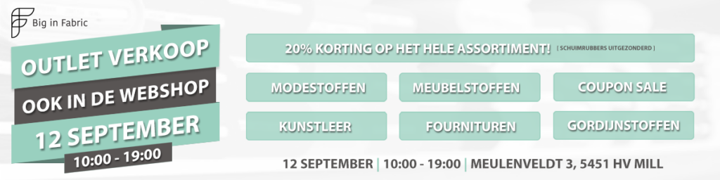 BIF Outlet verkoop 12 September Website banner